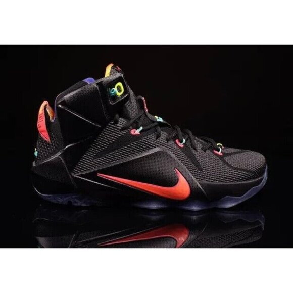 Nike LeBron 12 Data Size 10 Mens Sneakers Black 684593 068 - Picture 1 of 13